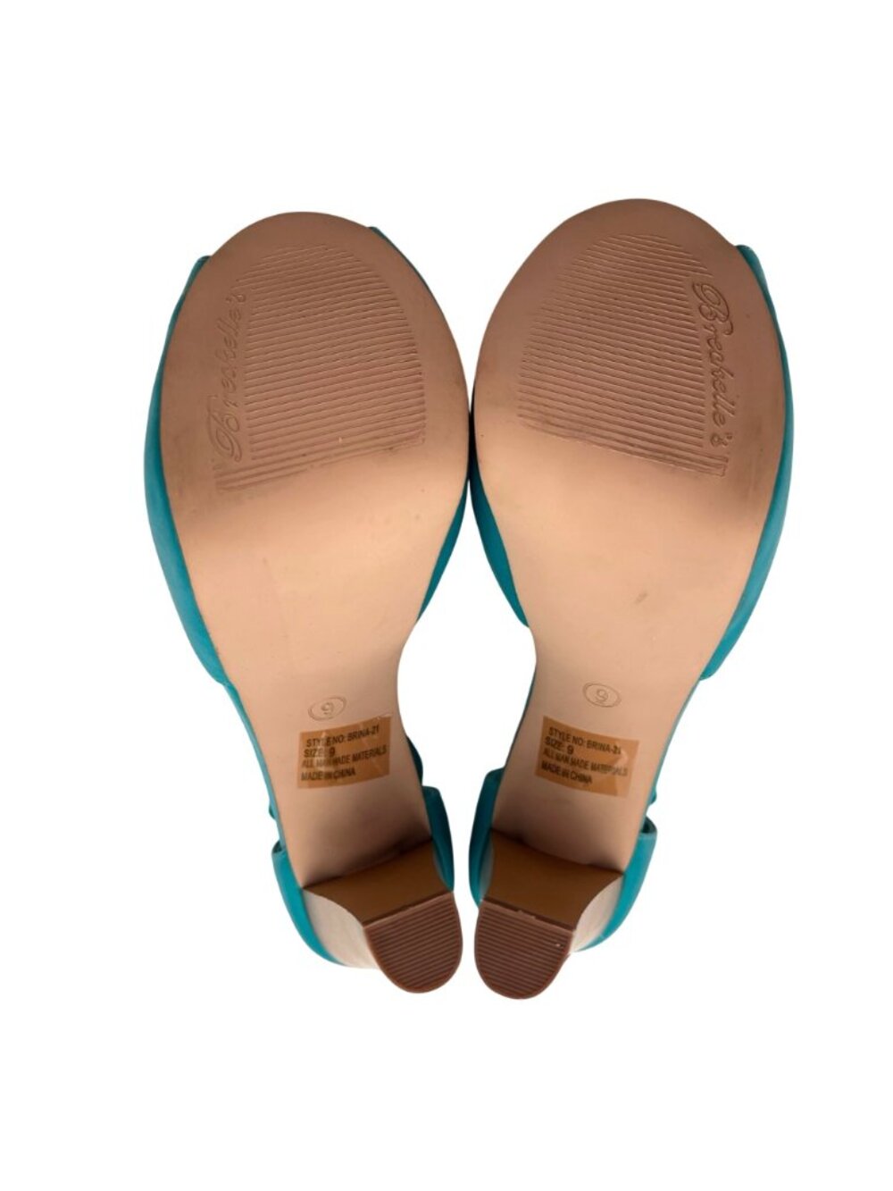 Breckelles Brina 21 Turquoise Platform Peep Toe Heels Womens Size 9 Buckle Strap - Picture 11 of 16